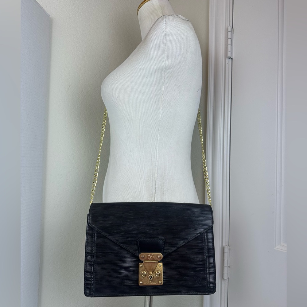 LOUIS VUITTON S-LOCK  EPI CLUTCH ON A CHAIN CROSSBODY